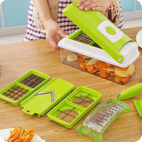 Mandolines de Cuisine, 12 Ensembles Manuelle Coupe Legumes Multifonctions, Professionnelle Accessoire Cuisine pour Trancher, Couper et Râper Les Légumes (1/5)