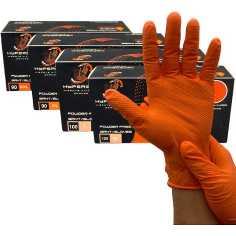 Gants de Protection Jetables en Nitrile - Orange Taille XL