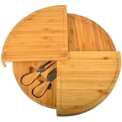 Planche à fromage en bambou avec compartiment caché pour 2 couteaux, plateau de service pour apéritif (1/5)