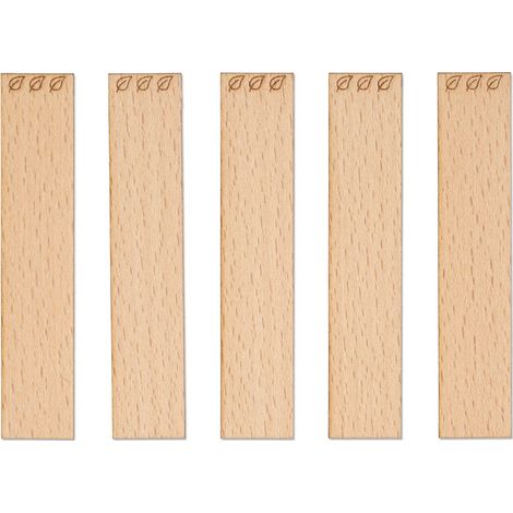 Mèches en bois gravées - feuilles 100 x 20 x 1 mm, lot de 5