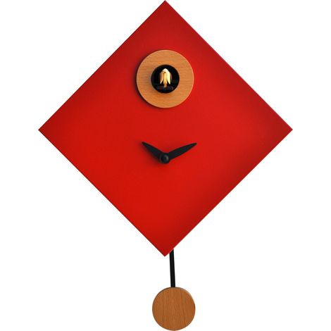 Orologio a Cucù da Parete 25x25x11cm Pirondini Italia Rombino Rosso (1/3)
