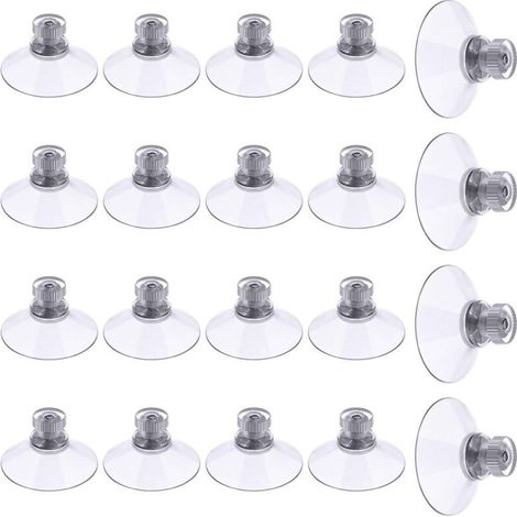 Ventouse a visser, 20 Pièces 40mm Ventouses Transparentes avec Filetage, Extra Fortes PVC Plastique Suspension Rideau Isolant Ventouse pour Camping Car, Fenêtre, Salle de Bain, Van (1/5)