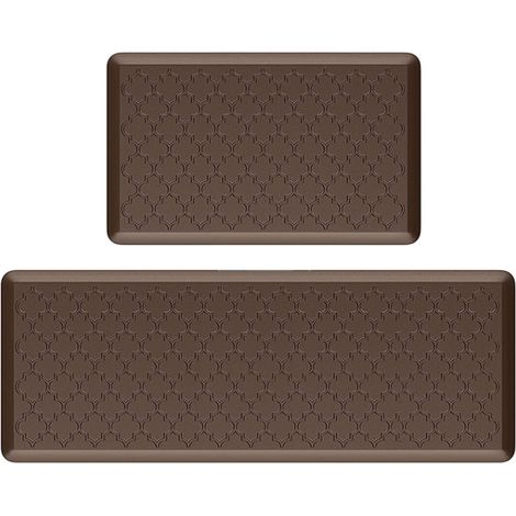 Tapis de sol rembourré en PVC, antidérapant, confortable, facile à nettoyer, pour la maison, le bureau, l'évier, la buanderie, marron, 44 x 75 x 1,2 cm et 44 x 150 x 1,2 cm.. (1/3)