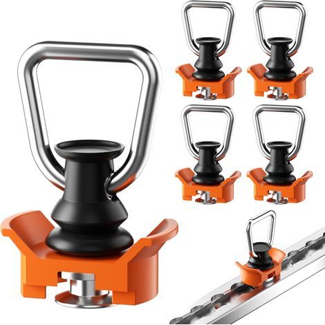 Set of 4 simple end fittings for lashing rails - Ideal accessory for secure lashing and transport - 1000 kg/daN (1/5)