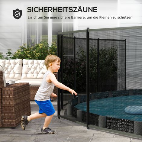Barrière de sécurité piscine enfant 4 panneaux alu textileline 365x126 cm noir (1/4)