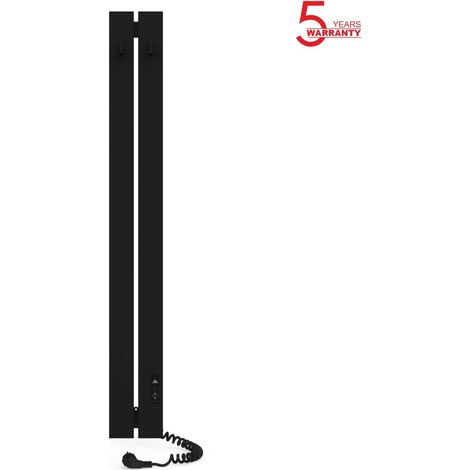 Toallero eléctrico BOSTON 150x1200 con temporizador ECO, 120W, Negro (1/5)