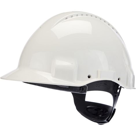3M G3000NUV-VI Elmetto di Protezione con Uvicator, Cricchetto e Fascia Antisudore in Plastica, Ventilato, Bianco (1/5)