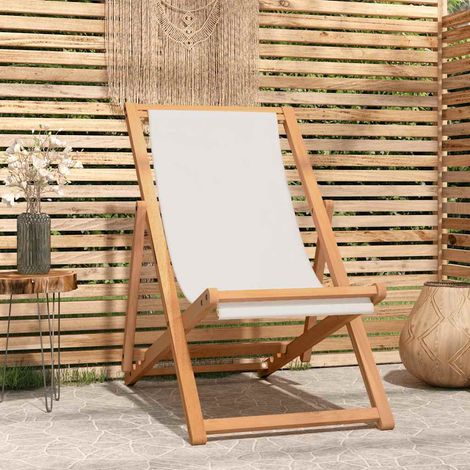Sedia a Sdraio in Legno di Teak 56x105x96 cm Crema vidaXL (1/5)