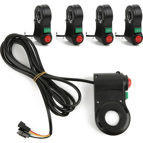 Lot de 5 interrupteurs de guidon pour vélo électrique, en plastique noir, avec identification automatique et affichage en temps réel, efficacité de 98 %. (1/5)