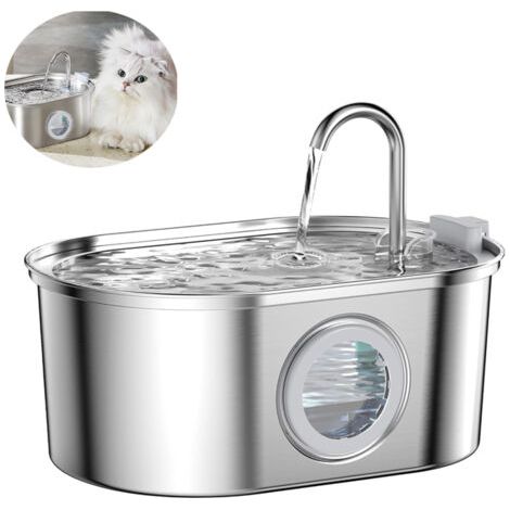 Fontaine à eau pour animaux 3,2L en acier inoxydable – Ultra silencieuse ≤ 30 dB – Filtration quadruple pour eau propre – Convient aux chats et chiens (1/5)