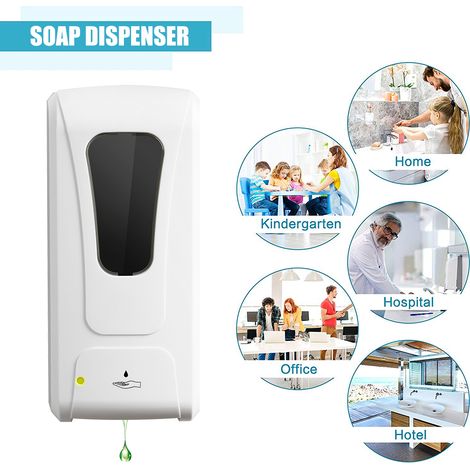 Fengjie Machine à savon pour les mains sans contact pour salle de bain - Mousse murale désinfectante - Spray d'hygiène - Nettoyant à capteur automatique - Distributeur à induction 1000 ml (piles non i (1/5)