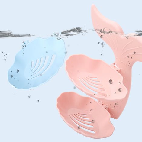 Porte-savon mural double couche forme mignonne détachable support pour salle de bain rose (1/5)