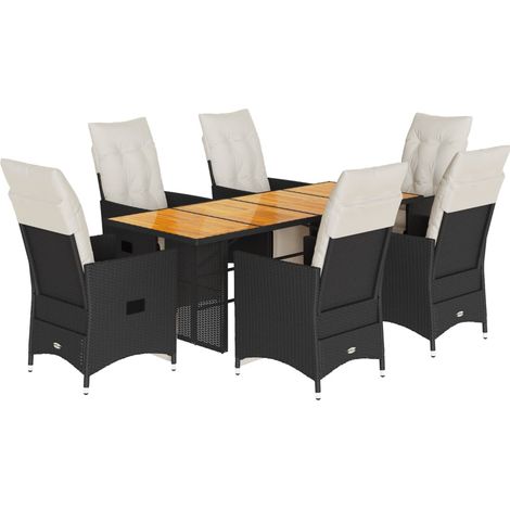 Maison Exclusive - Set da Pranzo da Giardino 7 pz Nero con Cuscini in Polyrattan (1/5)