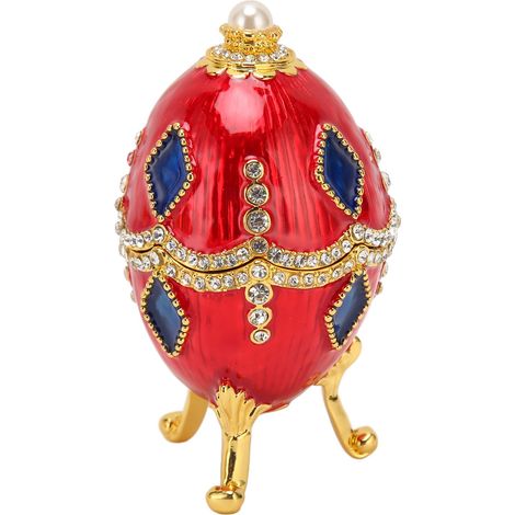 Coffret Bijou en Forme d'Œuf avec Strass Incrustés, Boîte Décorative Exquise pour Collection d'Art, Décoration Maison, Écrin Élégant (1/5)
