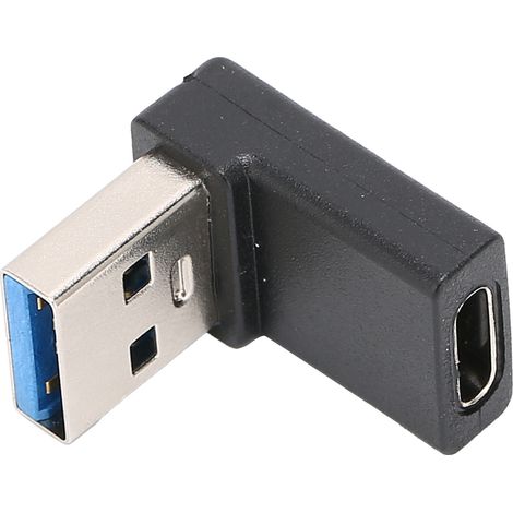 Adaptateur USB 3.0 mâle vers Type-C femelle à 90° avec connecteur de charge et de transmission de données en forme de L pour ordinateur portable, chargeur mural et batterie externe. (1/5)