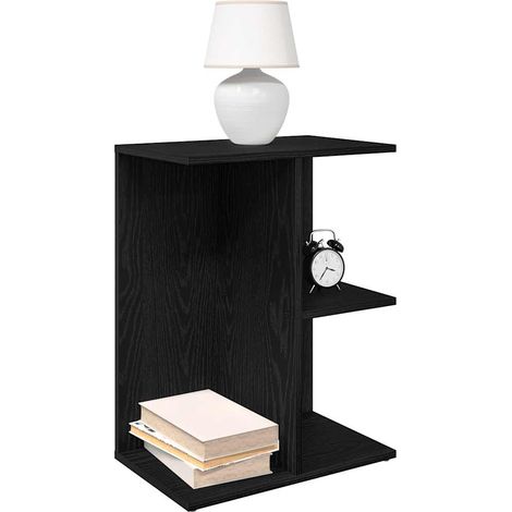 Nachttisch Schwarz Eichen-Optik 46,5x29x61 cm Holzwerkstoff