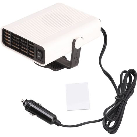 Jeffergarden Chauffage de voiture rotatif à 360 degrés, chauffage rapide, allume-cigare portable et désembueur pour camions, 24 V, blanc