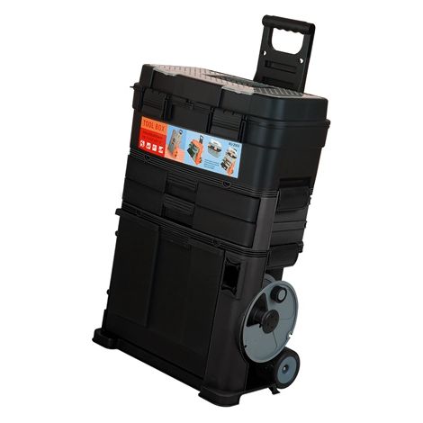 SwitZer Workshop Stackable Rolling Tool Box 3 in 1 With Tilting Bin Toolbox Pull Handle