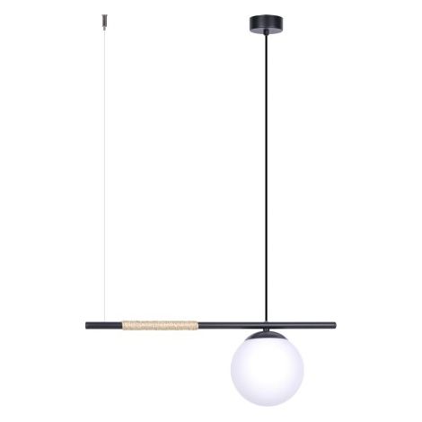 Suspension Kaja Tambo bohème verre noir/blanc E27 55cm