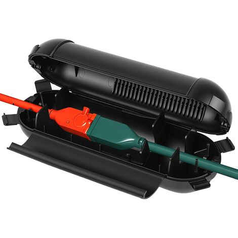 Boite Etanche Electrique Exterieur IP44, Boitier Electrique Etanche Exterieur, Boîtier de Protection étanche pour rallonge, outils électriques, prises (21 x 7 x 7 cm, noir) (1/5)