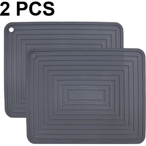 2 grands dessous de plat en silicone pour plats chauds/maniques de casseroles résistantes à la chaleur, antidérapants, épais et flexibles, pour la table de cuisine (bleu clair)
