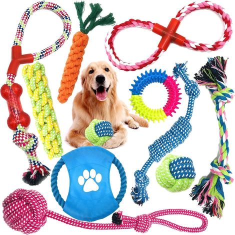 Jouet Pour Chien - Lot De 10 Jouets À Mâcher Et Interactifs En Coton Naturel - Pour Chiens De Toutes Tailles (1/5)