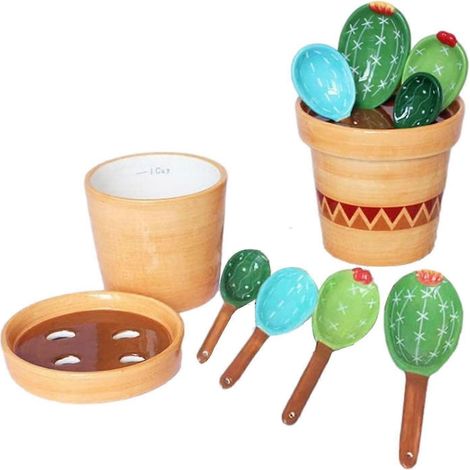 Ensemble de cuillères doseuses cactus en pot Petites cuillères mignonnes en forme de cactus Ensemble de cuillères doseuses mignonnes (1/4)