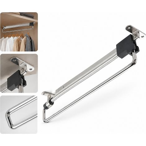 1 Pièce Tringle à Vêtements en Alliage de Zinc, 25×4.3×5.8 cm, Tige Extensible pour Placard (1/5)