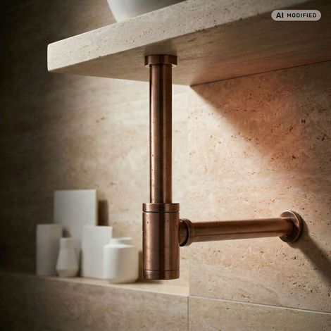 PaulGurkes Siphon antik Kupfer Abfluss Design-Siphon (1/2)