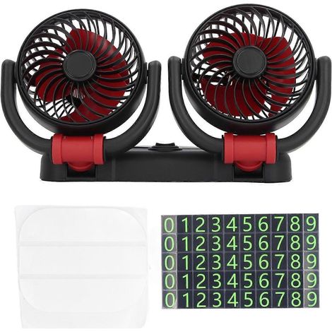 Ventilateur pour véhicule 24 V CC, pliable, à double tête, moteur sans balais, 2 vitesses, rotation à 360° (1/4)