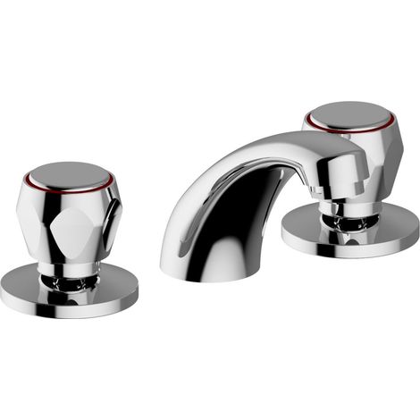 Batteria lavabo 3 fori con scarico automatico - WTS Teorema Corallo