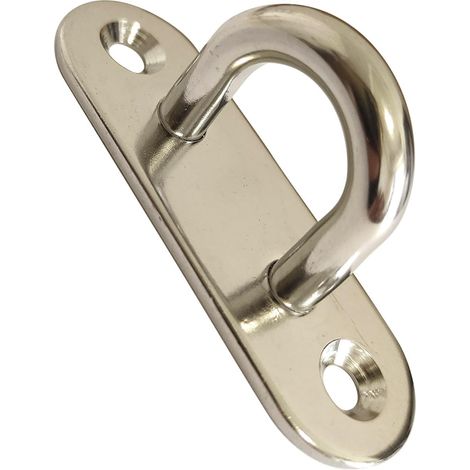 Lot de 4 plaques à œillets M8 en acier inoxydable 304 avec mousqueton et boulon pour hamac, voile d'ombrage, sac de frappe, panier suspendu et matériel marin (80 mm x 8 mm, ovale) (1/5)