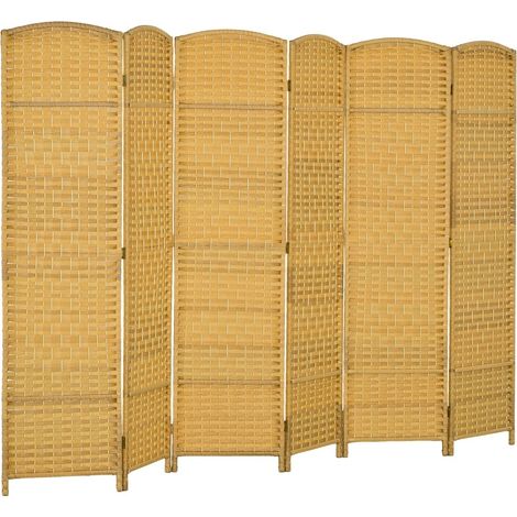 Separador de ambientes CHICFURN 270x180 cm de madera de pino natural, plegable, 6 paneles (1/5)