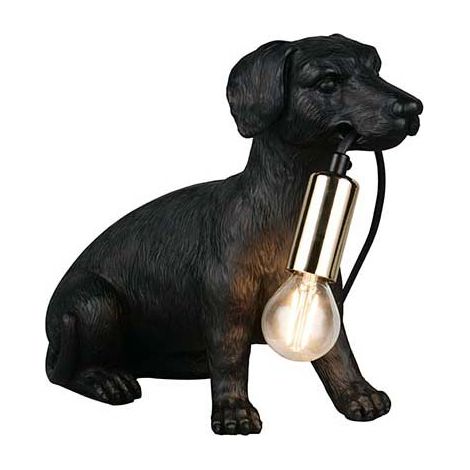 Tischleuchte Beistelllampe Dekolampe Figur Kunststoff schwarz Schnurschalter H 23,5 cm