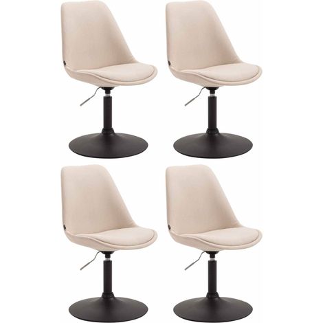 Conjunto de 4 sillas de comedor giratorias con altura regulable tapizado en tela color crema y patas de trompeta de metal negro 100008447 (1/4)