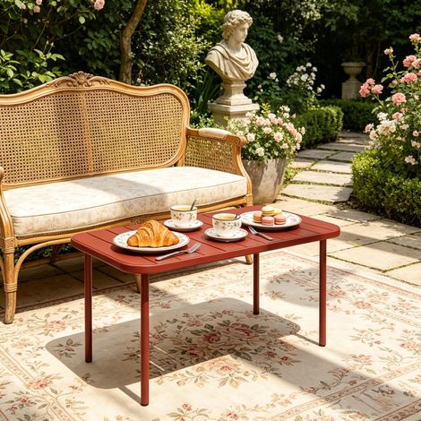 Patio-tavolo con design a listelli, tavolo da pranzo all'aperto, tavolo da picnic all'aperto (solo tavolo) (1/5)