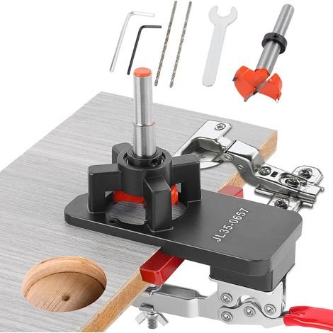 JSSEVN - 35mm Concealed Hinge Jig, Adjustable Edge Depth Drilling Guide, Versatile Cabinet Door Hinge Installation Tool (1/5)