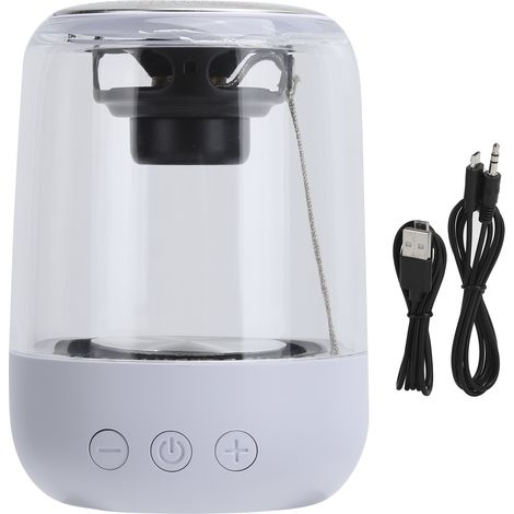 Enceinte Bluetooth Portable 5.0 avec Subwoofer, Lumière LED et Son Stéréo HIFI - Blanc (1/5)