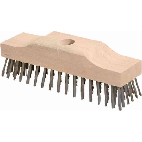 Stahldrahtschrubber 22 cm aus Sattelholz mit Stielloch