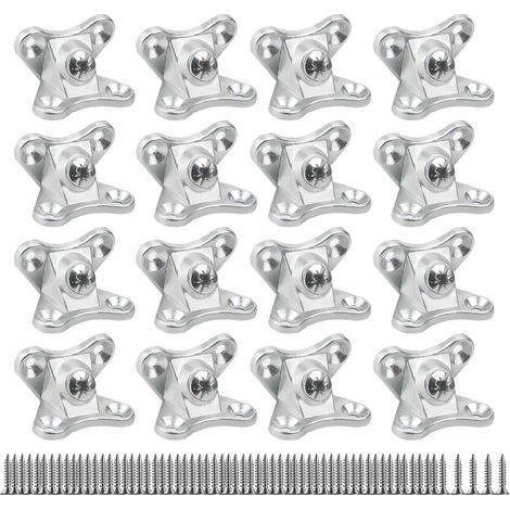 Équerre d'assemblage Amovible 16 Pièces Connecteur de l'étrier papillon,Équerre de Coin pour bois, placage(avec 64 vis) Argent (1/5)