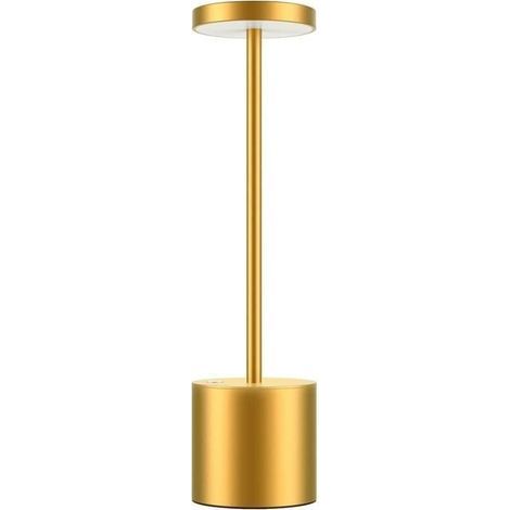 Wiederaufladbare, kabellose Tischleuchte, 3600 mAh LED-Schreibtischlampe im Metalldesign mit USB-Ladefunktion, 3 Farbmodi, für den Nachttisch, Gold (1/4)