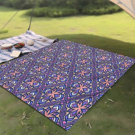 Grande couverture de pique-nique, tapis de plage, tapis de jardin pliable et imperméable pour festivals de musique, idéal pour le sable et les voyages, 180 x 180 cm. (1/5)