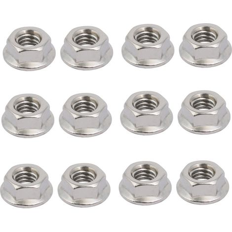 12PCS 5/16"-18 UNC 304 hex acier inox écrou embase dentelé glissière (1/4)