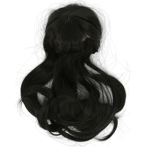 Peluca para muñeca, rizada, suave, de cabello sintético resistente al calor, negra. (1/5)