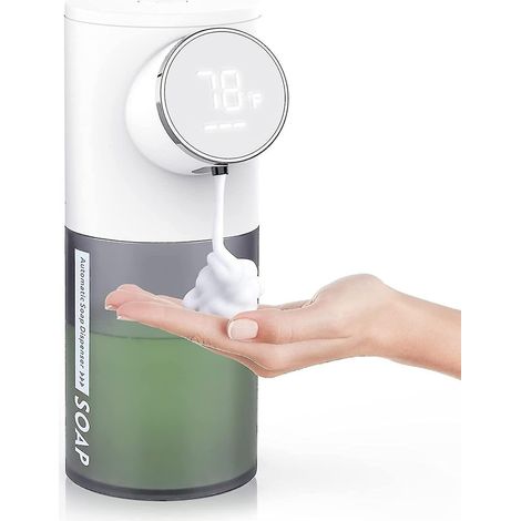 Seifenspender, automatischer Schaumspender, nachfüllbarer, berührungsloser Handdesinfektionsmittelspender mit Bewegungssensor, wasserdicht (IPX4), weiß (1/5)