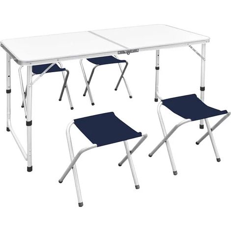 Ensemble table et chaises de camping pliantes (comprend 4 tabourets), dimensions : 120 x 60 cm