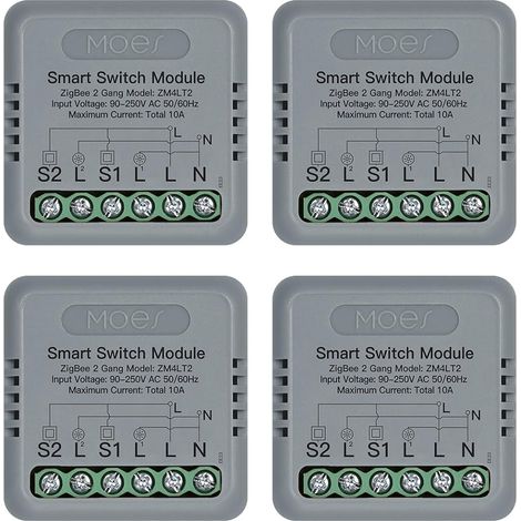 Zigbee Interrupteur d'Éclairage Encastré 2 Voies module de relais intelligent conducteur neutre et passerelle Zigbee requis (1/5)