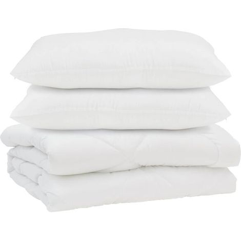 Ensemble couette et oreiller en duvet, ensemble 3 pièces, microfibre blanche. (1/5)