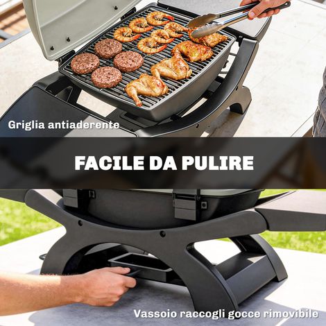Barbecue électrique 2300W noir, portable pour table avec étagères latérales (1/5)
