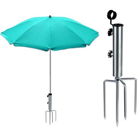 Support de Parasol Amovible, Support de Parasol de Plage, Prise de Terre de Parasol en Acier Inoxydable, Support de Parasol avec Ancrage Au Sol, pour Jardin Pêch Plage Pelous (1/5)